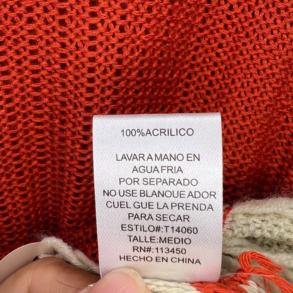 Lulumari Womens Long Sleeve Orange Cardigan Sweater Boho loose knit Disc Sz M - Picture 8 of 11